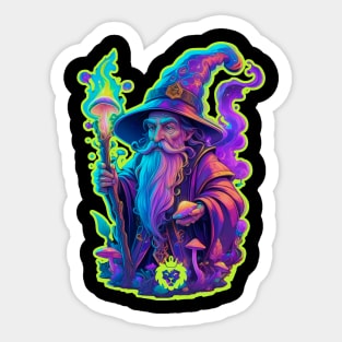 Psychedelic mushroom wizard Sticker